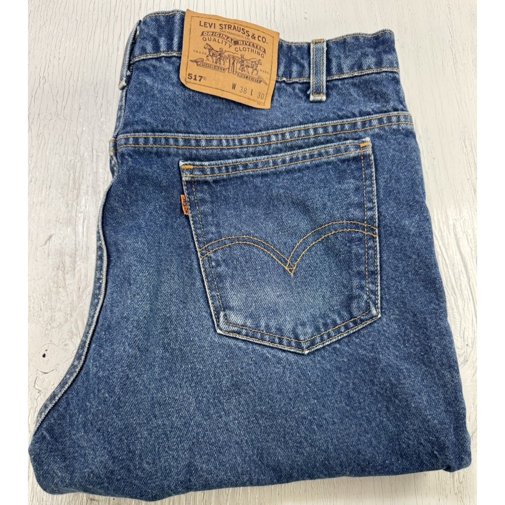 Vintage Levi's 517 Orange Tab USA Made 38x30 Bootcut Denim Jeans 1996